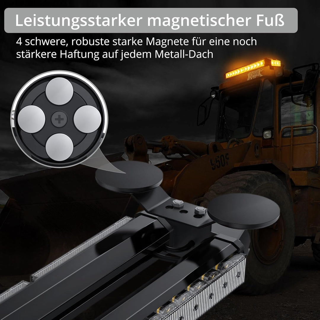 30 LED Rundumleuchte 7 Modi 12/24V Blitzleuchte Schraube Starker Magnet Amber Warnleuchte Magnetisch
