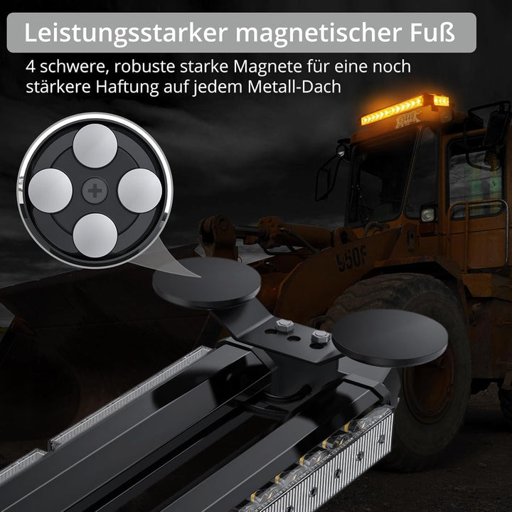 30 LED Rundumleuchte 7 Modi 12/24V Blitzleuchte Schraube Starker Magnet Amber Warnleuchte Magnetisch