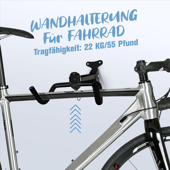 WUFANC Fahrrad Wandhalterung, 22 KG Tragen, Wandhalterung Fahrrad Besteht aus Massivem Metall und Ve