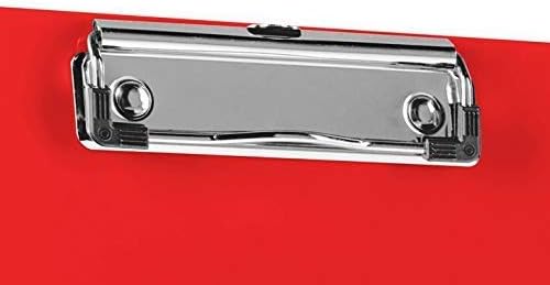 Acrimet Klemmbrett Memo (23.5 cm x 16 cm) Flacher Metallklammer (Rot Farbe) (Plastik) (6er-Pack)