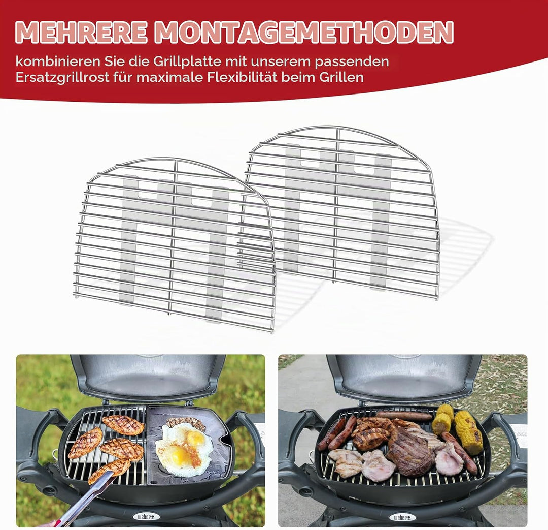 7645 Cooking Grate for Weber Q200 Q220 Q260 Q2000 Q2200 Q2400 Gas Grills, 54.6 x 38.8 cm Stainless S