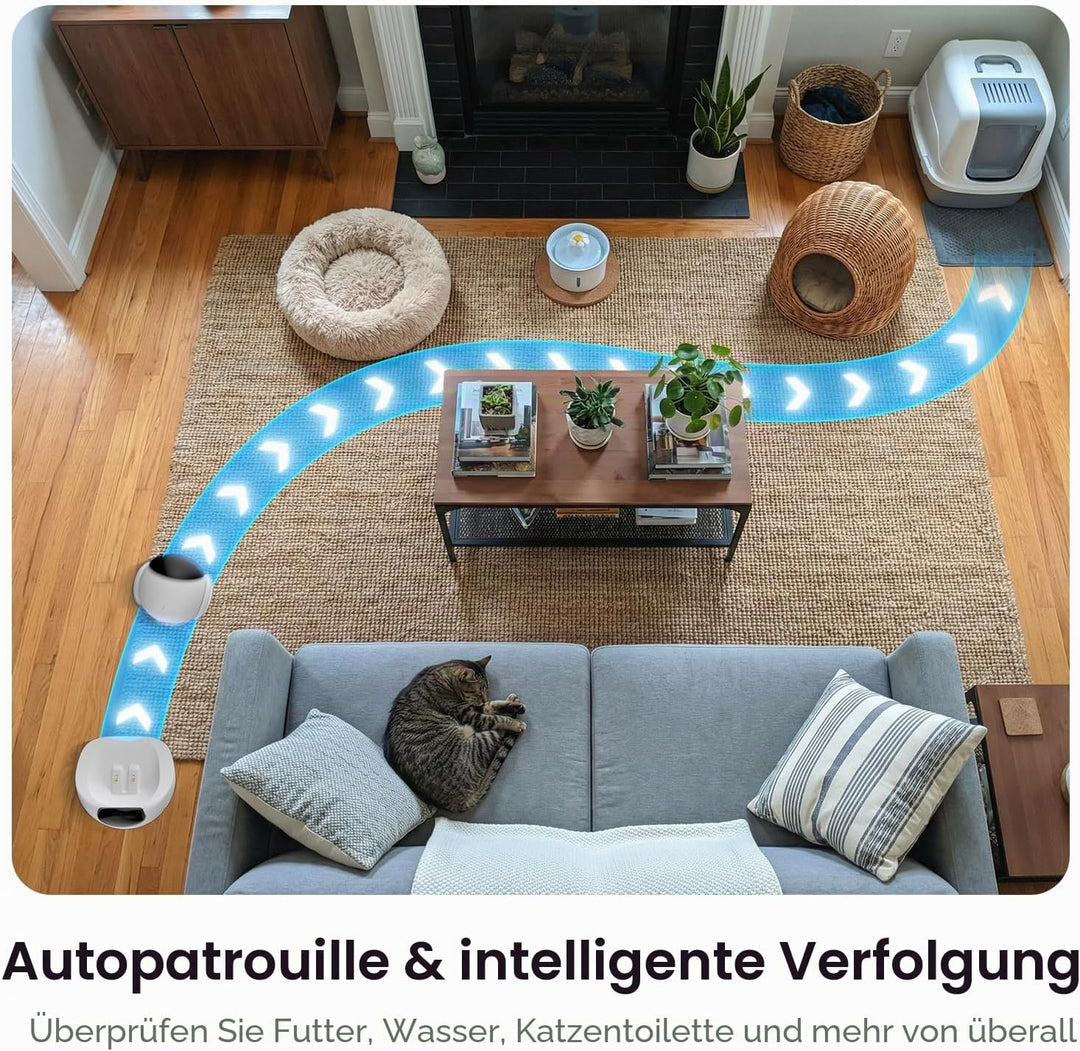 Smart Mobile Haustier Kamera Roboter für Zuhause Indoor Bewegliche 1080P Überwachung Hund und Katzen