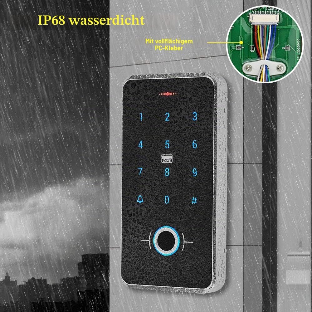 FST Kit Türzugangskontrollsystem Set Biometrie Fingerabdruck IP68 wasserdichte RFID-Tastatur + Netzt