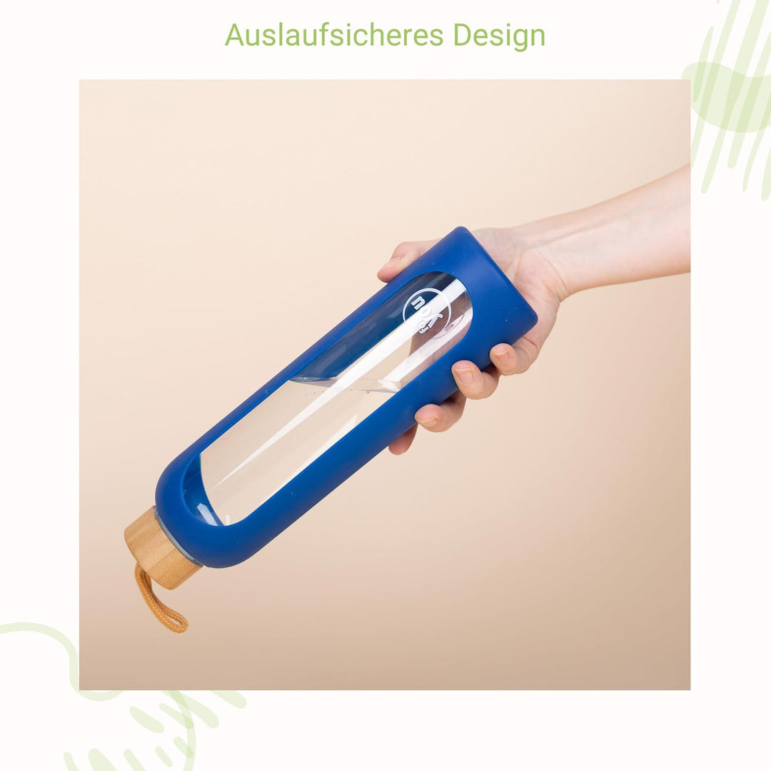 for you Nachhaltige Trinkflasche | 1000ml aus Glas mit Silikonhülle &amp; spülmaschinenfest | 1Liter Aus