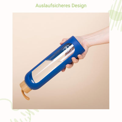 for you Nachhaltige Trinkflasche | 1000ml aus Glas mit Silikonhülle & spülmaschinenfest | 1Liter Aus