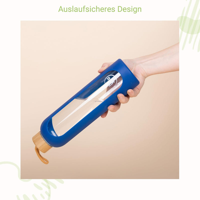 for you Nachhaltige Trinkflasche | 1000ml aus Glas mit Silikonhülle & spülmaschinenfest | 1Liter Aus