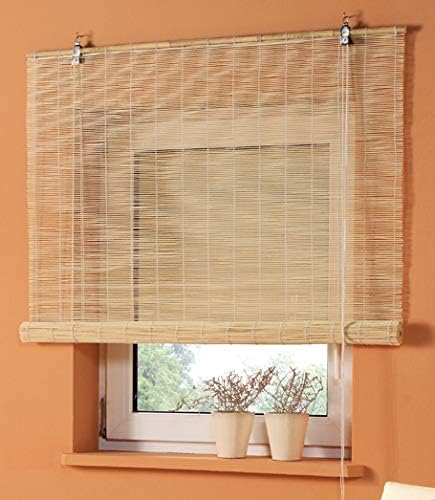 Bambusrollo Bambus Raffrollo Natur Breite 60-160 cm Länge 160 cm Seitenzug Fenster Tür Rollos Holzro