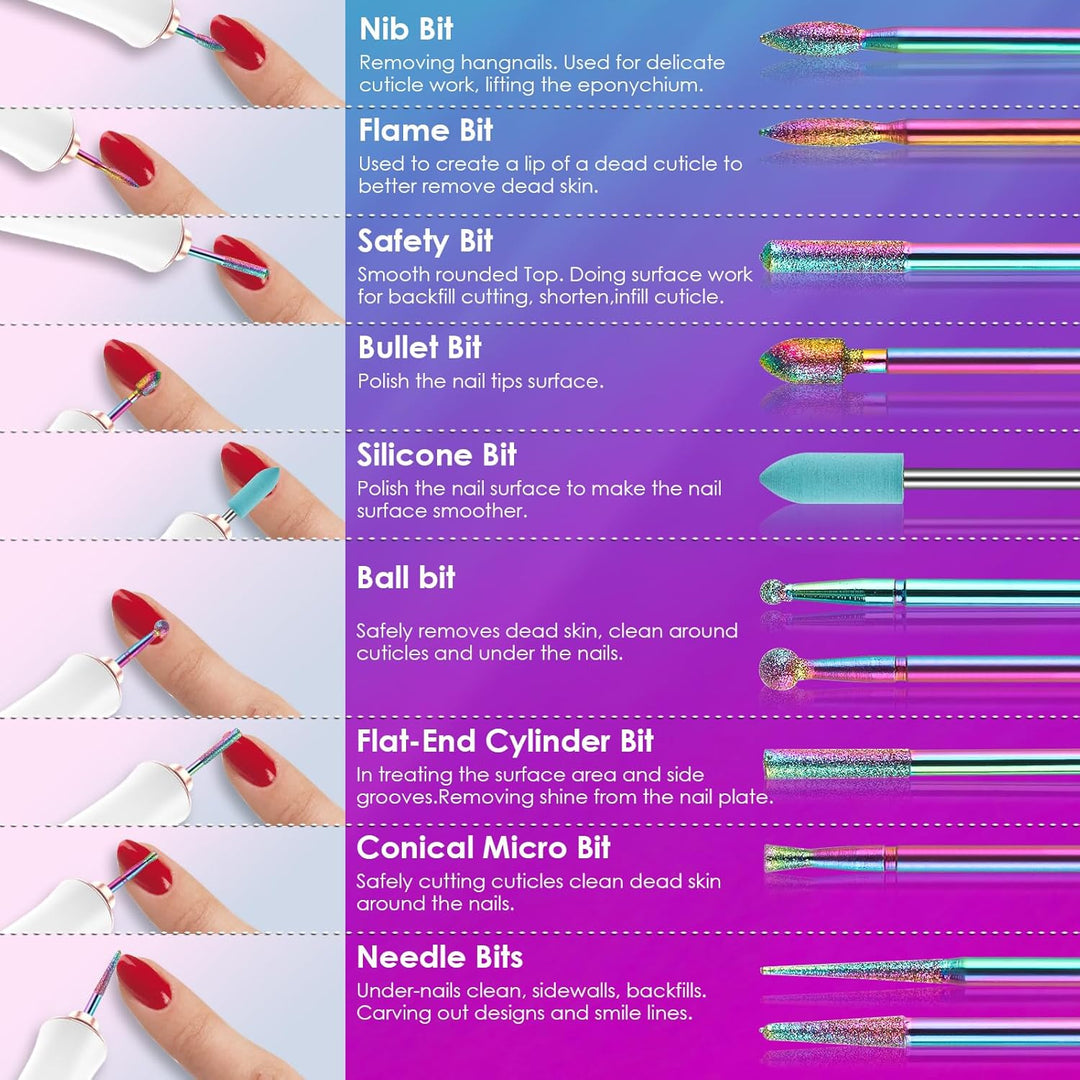 26Stück Nagelfräser Bits Set, 3/32'' professionelle Keramik-Nagelfräser Aufsätze für Nagelbohrer, Di