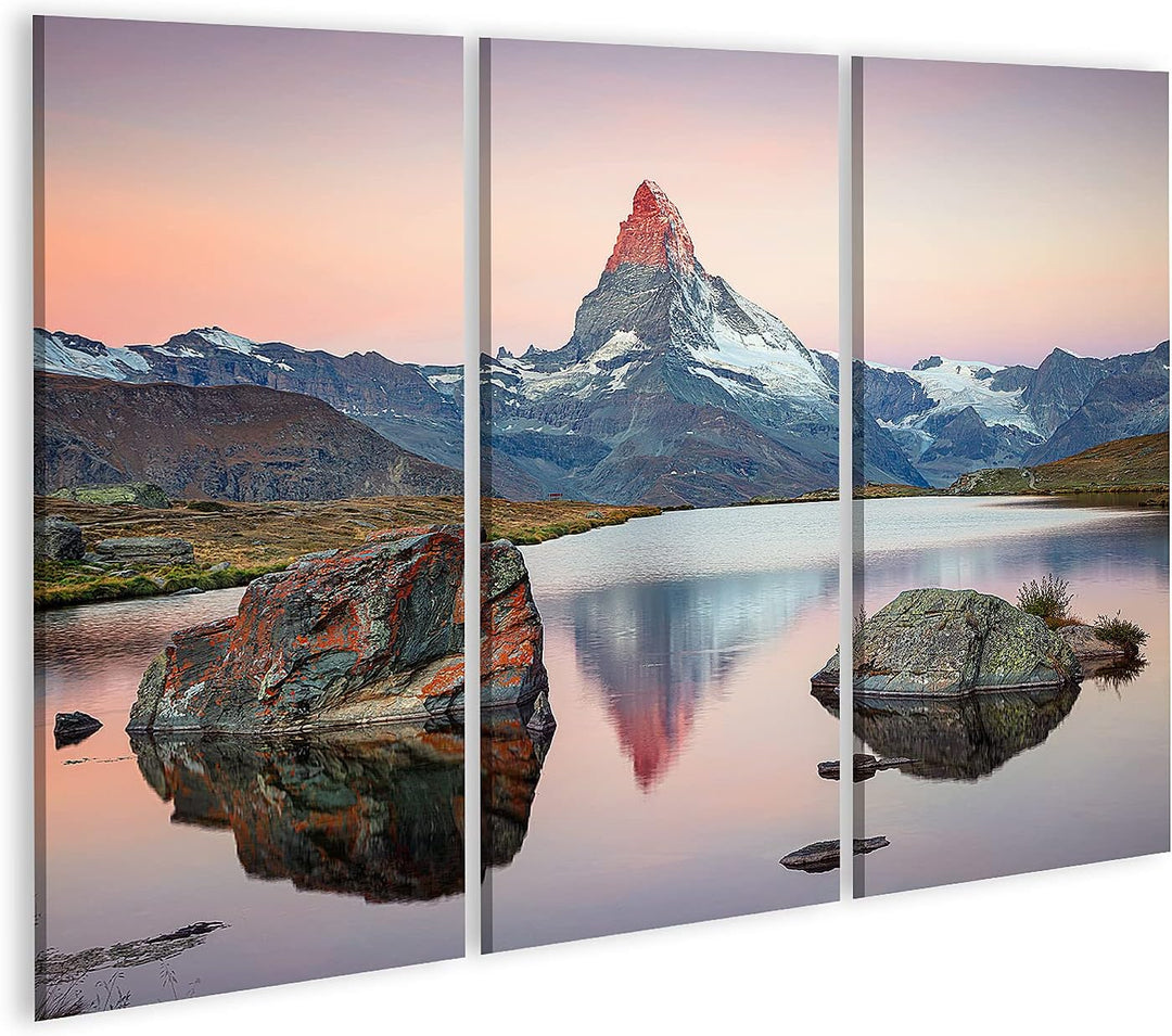 islandburner Bild auf Leinwand Matterhorn Schweizer Alpen Landschaft Bilder Wandbilder Poster Leinwa