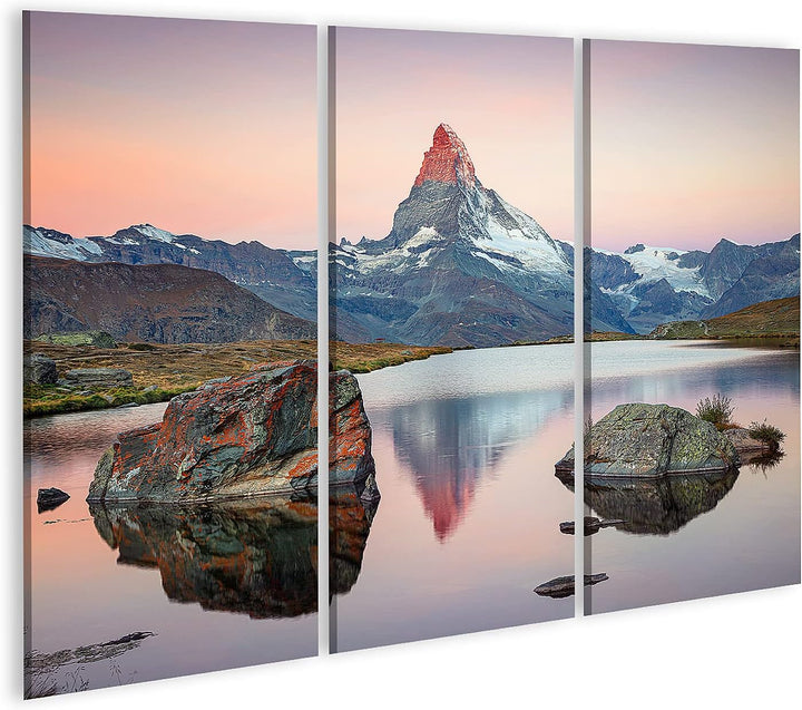 islandburner Bild auf Leinwand Matterhorn Schweizer Alpen Landschaft Bilder Wandbilder Poster Leinwa