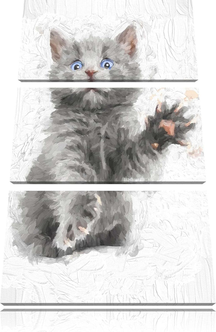 Pixxprint Babykatze als Leinwandbild/Grösse: 3 Teilig (120x80) cm/Wandbild/Kunstdruck/fertig bespann