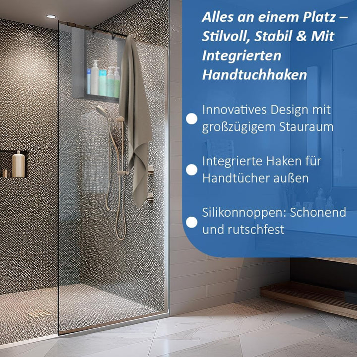 Duschablage ohne Bohren, zum Hängen, Innovatives Rahmen Design, Kompatibel mit Allen Duschwänden, Du