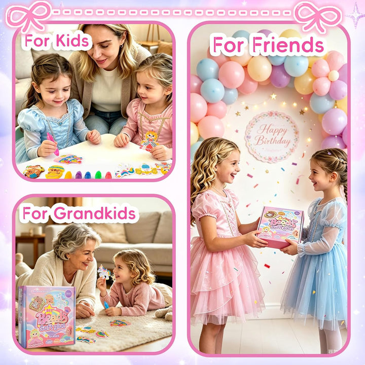Bambebe DIY Perlenkunst &amp; Mosaik-Set für Kinder 6-12 Jahre, Komplettes Bastelset mit Perlenstiften,