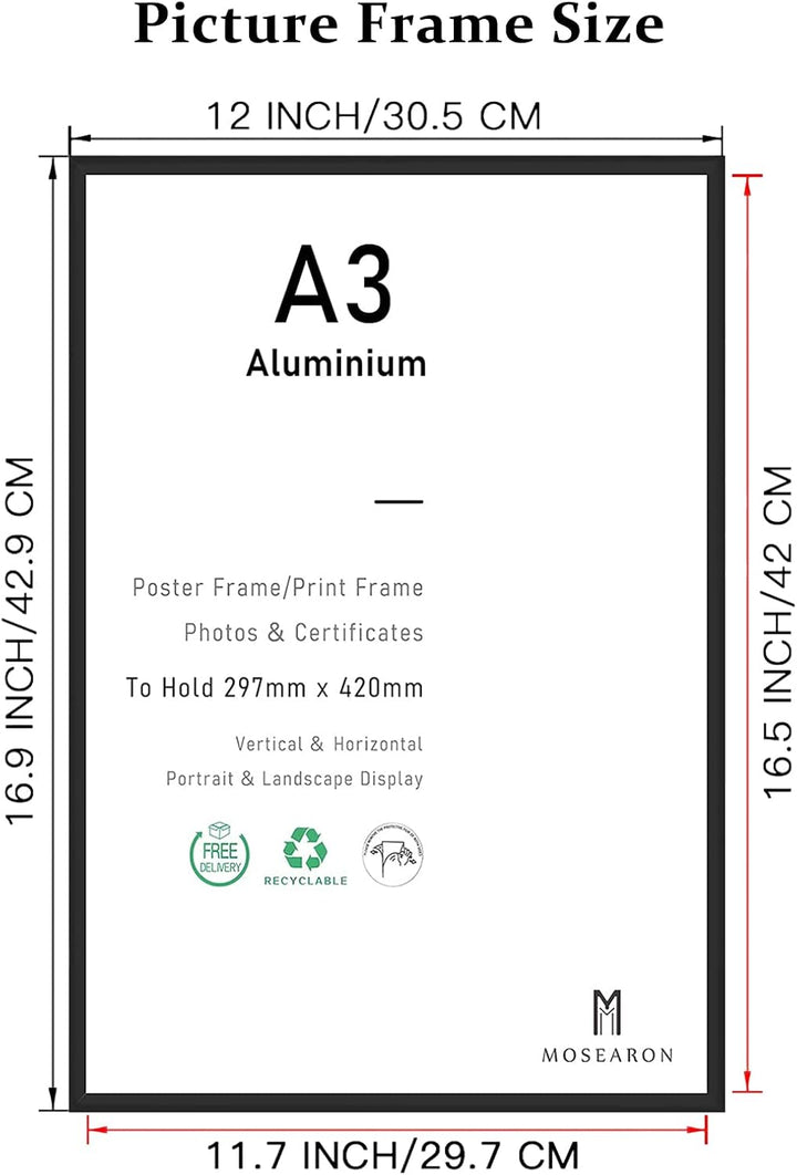 A3-Zertifikat-Bilderrahmen,2er-Pack schwarzer Fotorahmen mit Plexi-glass für Wandmontage-Display,29,