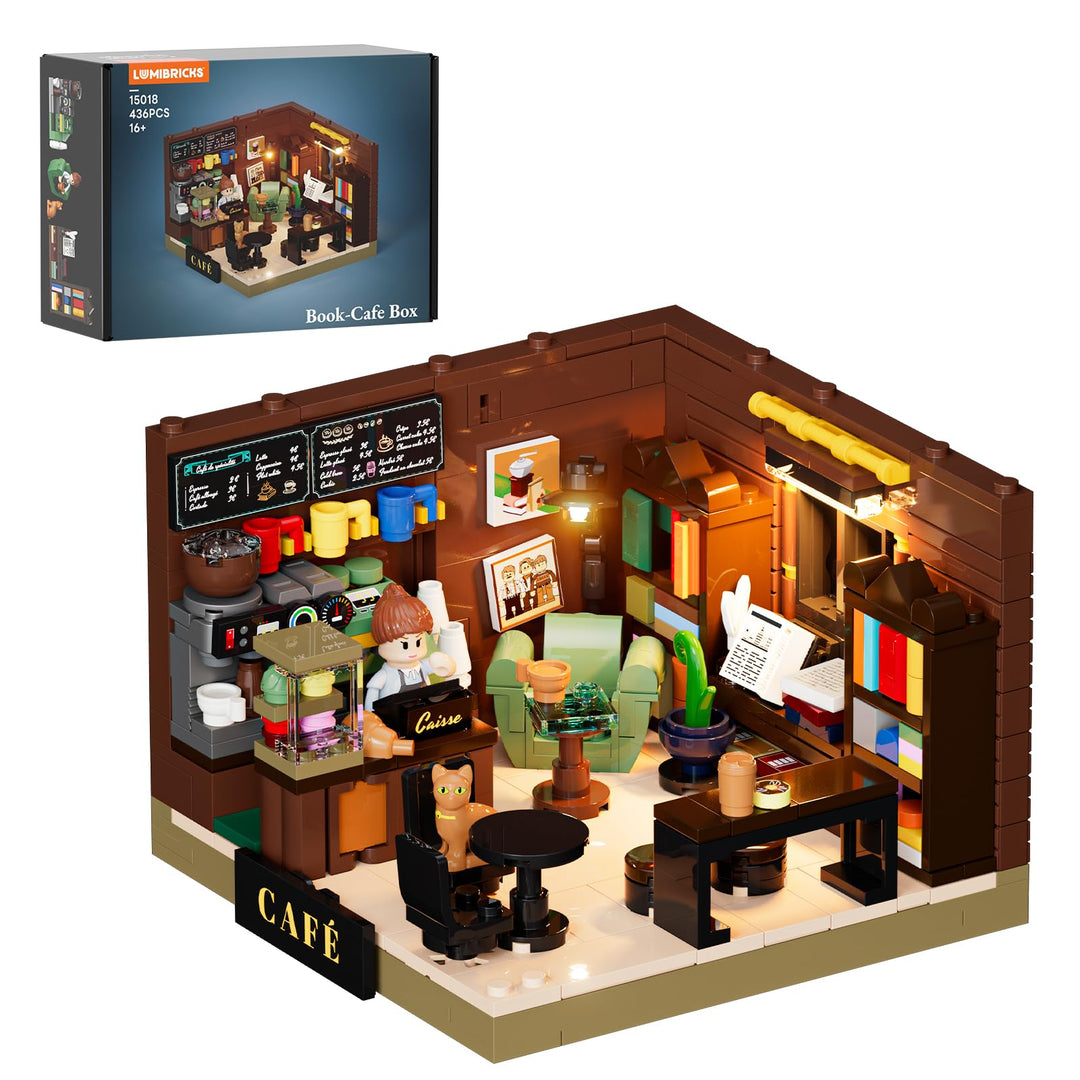 Lumibricks Book-Café Beleuchtetes Klemmbaustein-Set | Lumibricks Book-Café Beleuchtetes Klemmbaustei