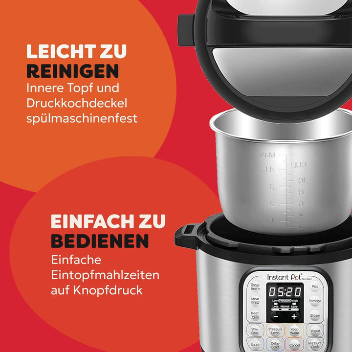 Instant Pot Duo 30 Elektro-Multikocher 3L - Schnellkochtopf, Schongarer, Reiskocher, Sautierpfanne,