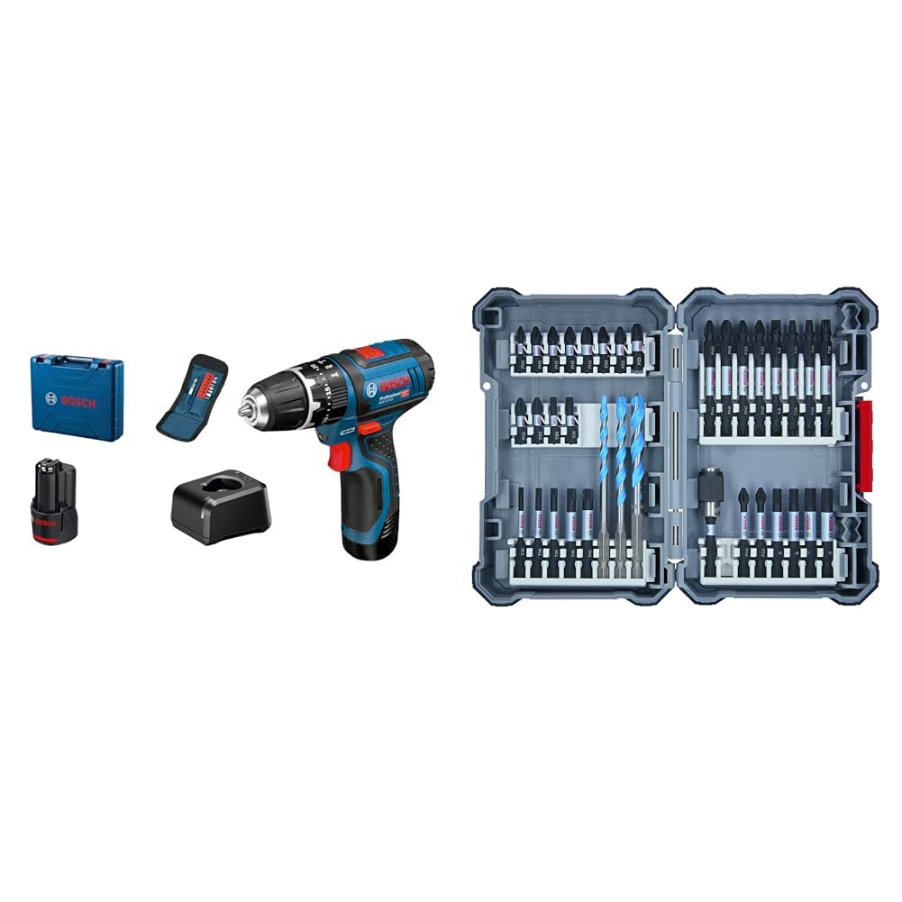 Bosch Professional 12V System Akku Schlagbohrschrauber GSB 12V-15 (inkl. Akku + Ladegerät, 10-tlg. B
