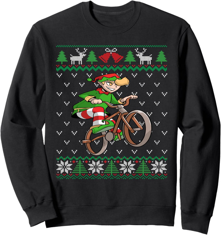 BMX Elf | BMX Bike Rider Gift | Ugly Christmas Sweatshirt