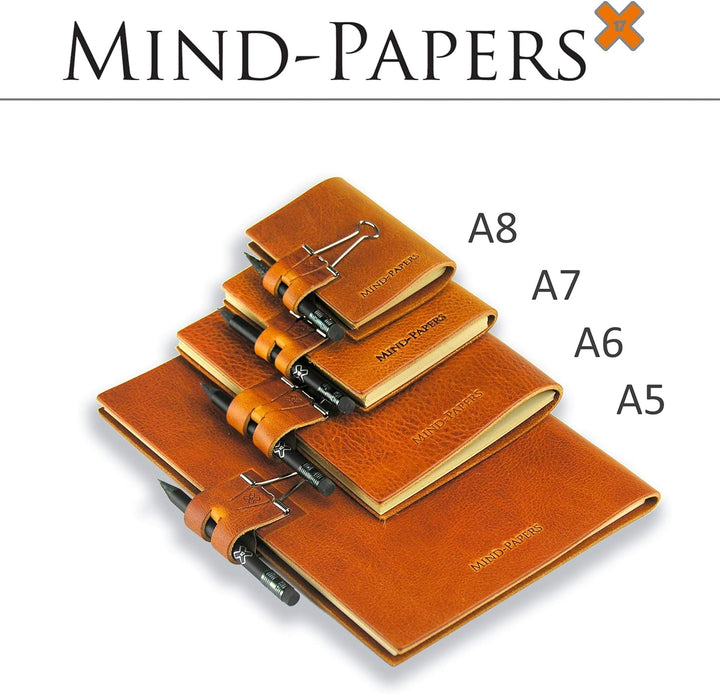 A5 Mind-Papers, revolutionäres X17-Karteikarten-Lernkarten-Box-Konzept! Belgisches Leder rot, nachha