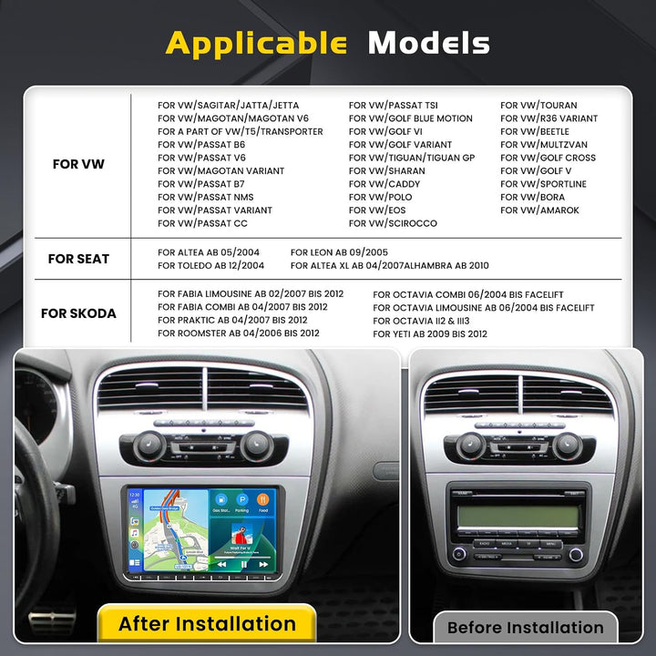 Inefala 4G+64G Android 15 Autoradio für VW Polo Golf Caddy Tiguan Touran Passat Seat mit Wireless Ca