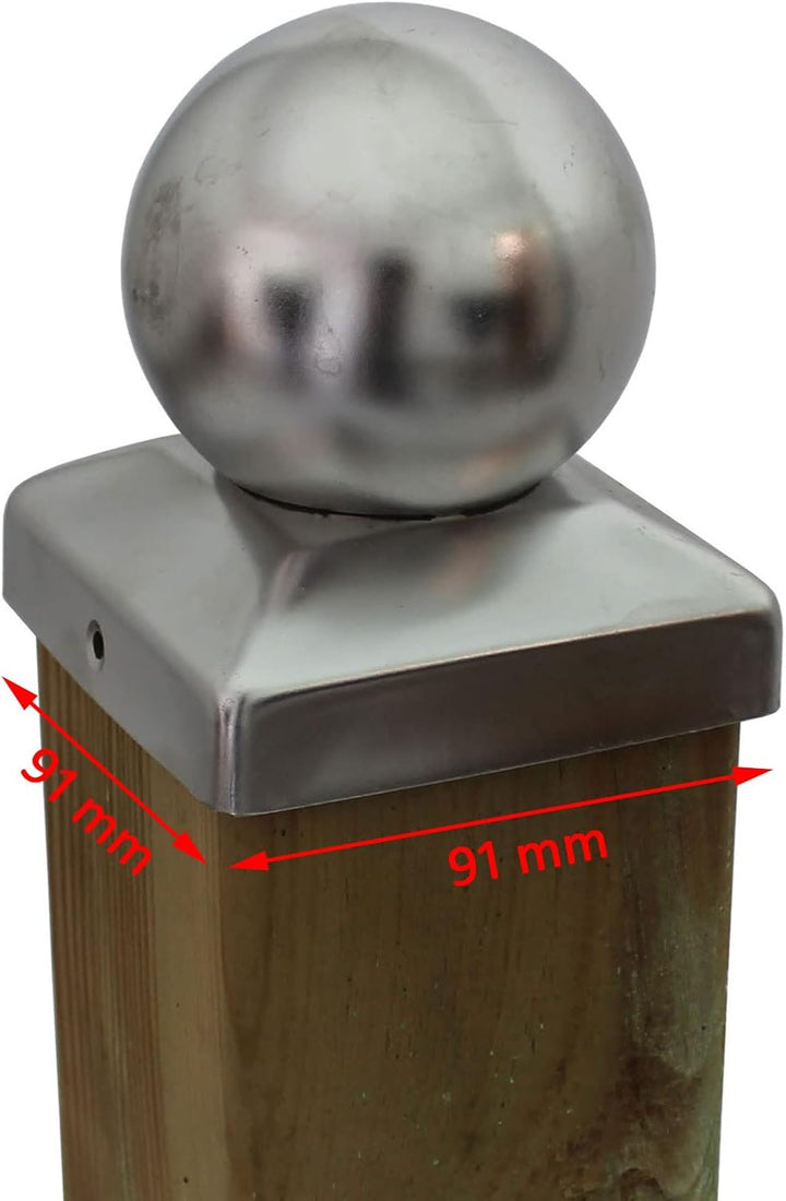 10x Edelstahl Pfostenkappe Abdeckkappe für Pfosten Kugel 91 mm 9x9 cm