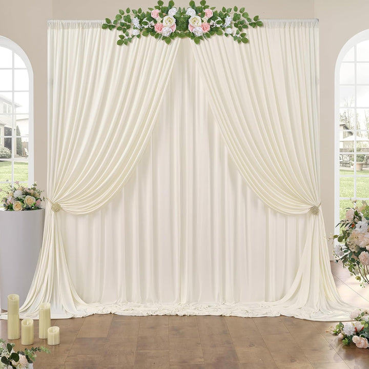 3×3 m Elfenbein Hochzeit Hintergrund Vorhang, 2 Platten 1,5×3 m Faltenfreie seidige Glatte Polyester
