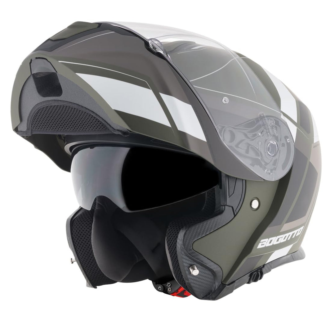 Bogotto FF403 Murata Klapphelm (Black/Green/White,S (55/56)) S (55/56) Schwarz/Grün/Weiss, S (55/56)