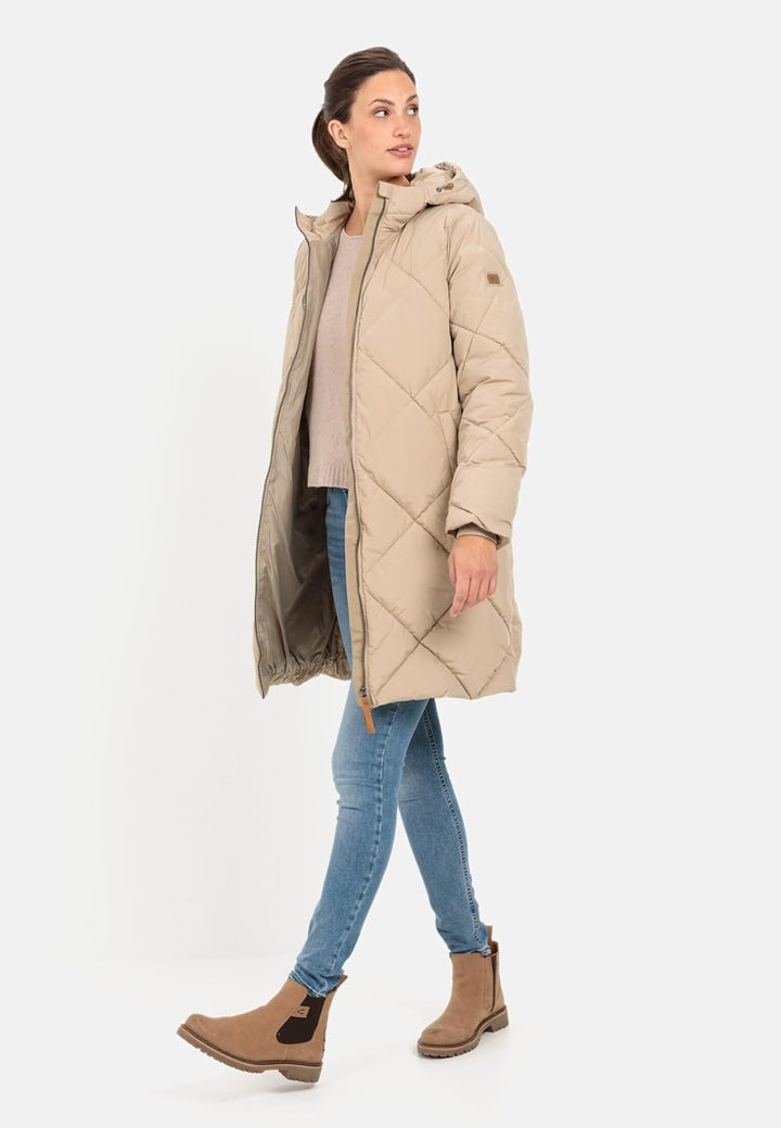 camel active Damen Steppmantel aus recyceltem Polyester 40 Beige, 40 Beige