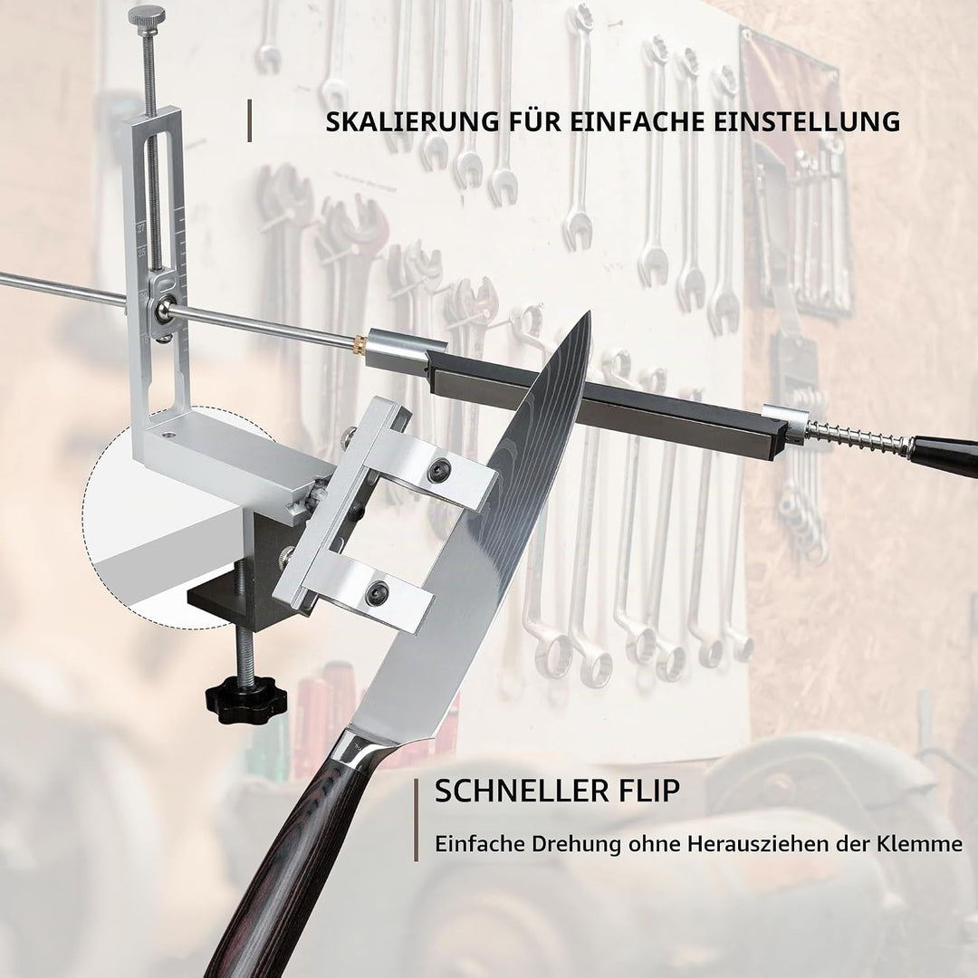 CWOVRS Messerschärfsystem, 360° Dual Klemmensystem Schnellspann-C-Klemme Messerschleifer, 2-fach Win