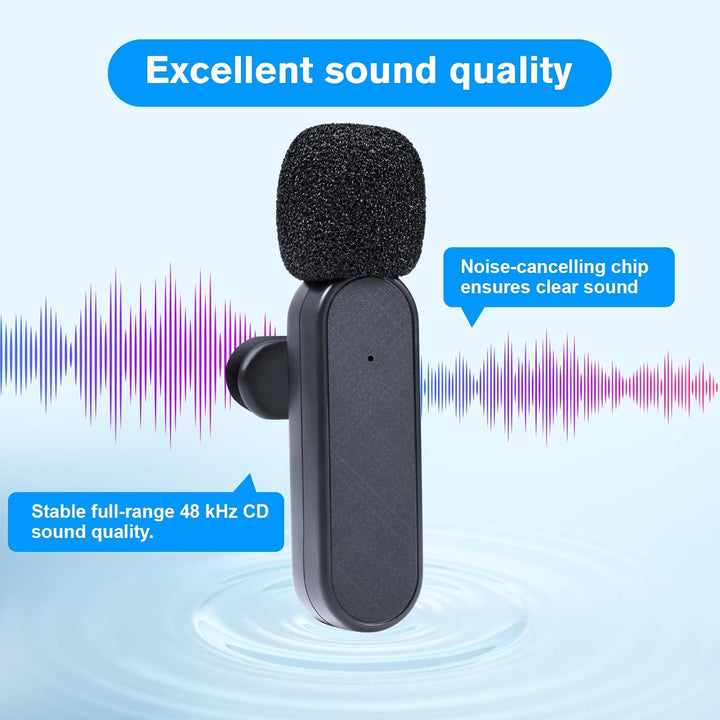 Mini-Ansteckmikrofon mit Geräuschunterdrückung,Wireless Mikrofon für Android-Handys, iPhones, Comput