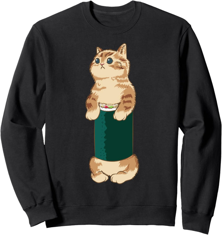 Nette Katze in gerolltem Sushi Sweatshirt