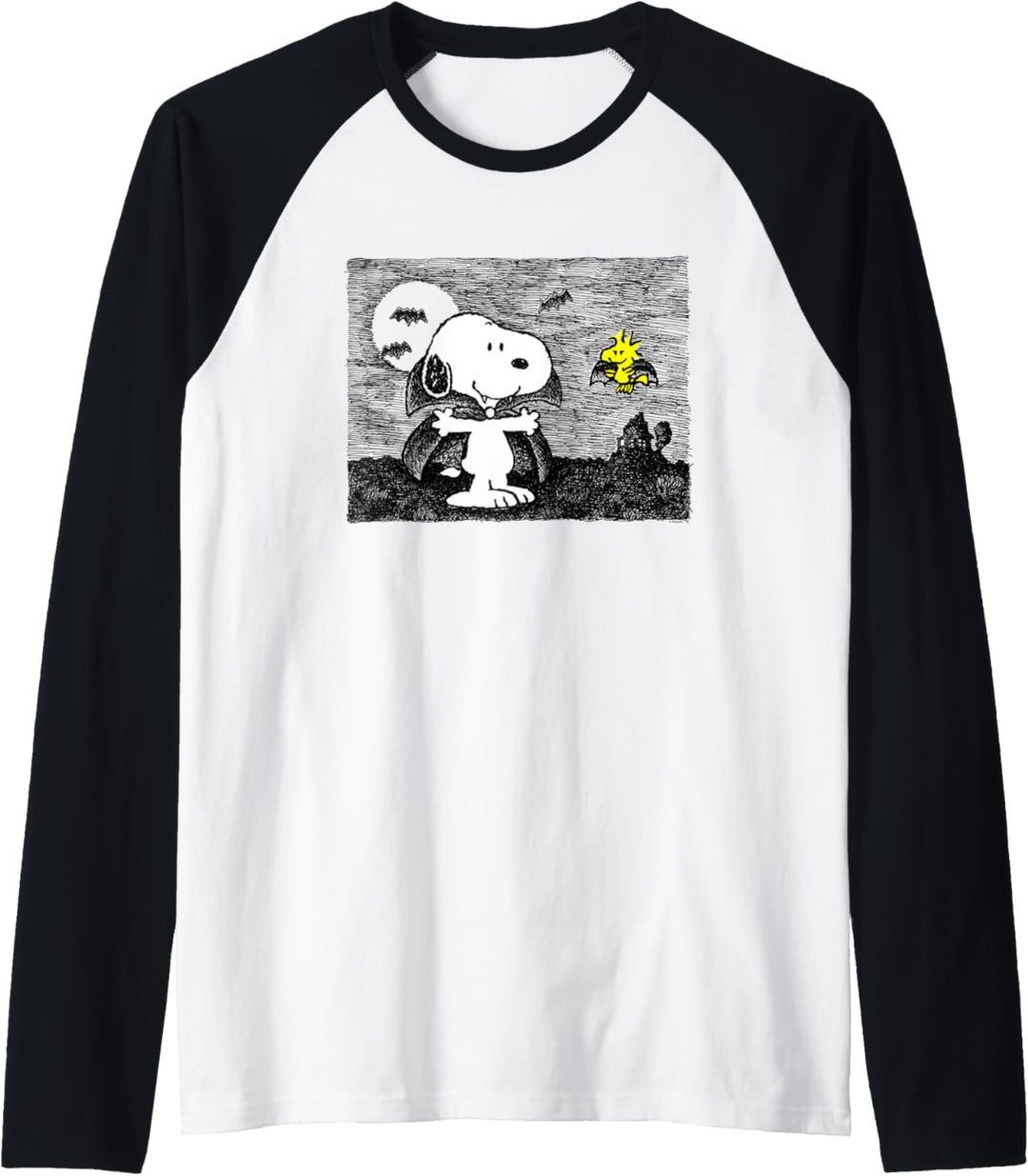 Peanuts Snoopy and Woodstock Halloween Mitternachtsflug Raglan