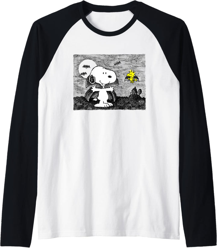 Peanuts Snoopy and Woodstock Halloween Mitternachtsflug Raglan