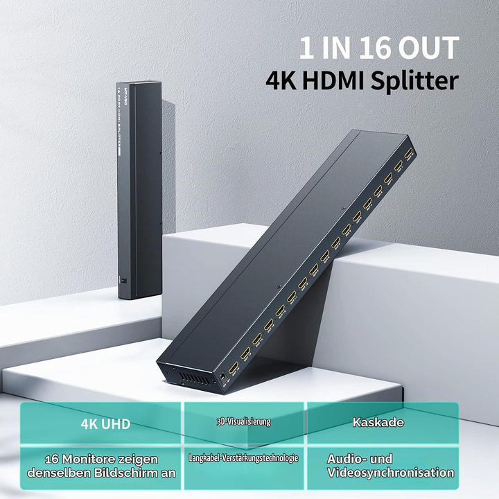 MT-VIKI 1x16 HDMI Splitter 1 in 16 Out Gleichzeitig HDMI Splitter 16 Monitore Mirror Unterstützt 4K