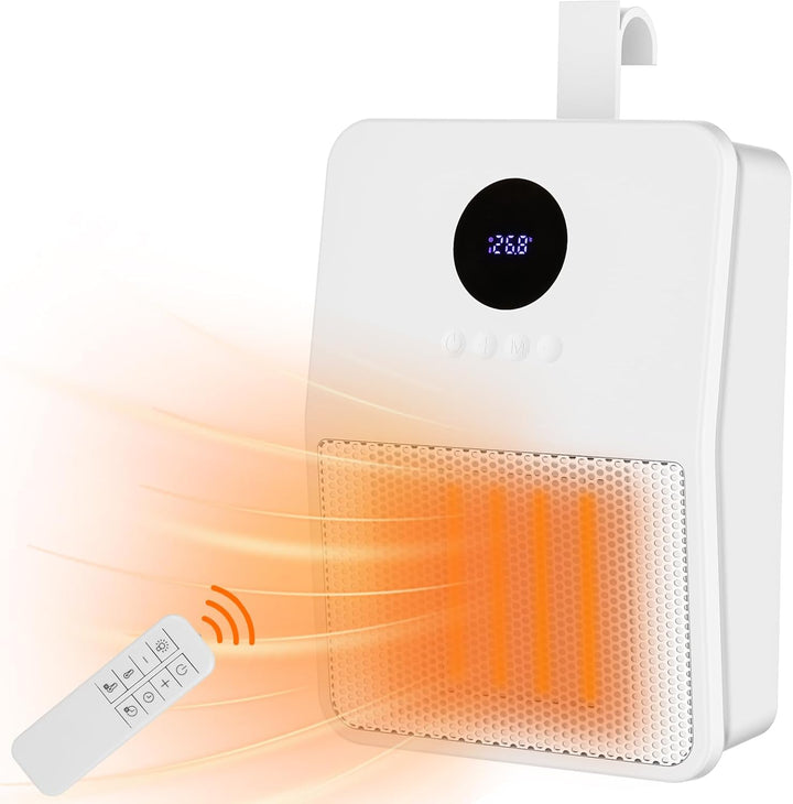 Dreamhigh® Keramik-Heizlüfter 1500W, Wandmontiert, Fernbedienung, 3 Temperatureinstellungen, Haken o