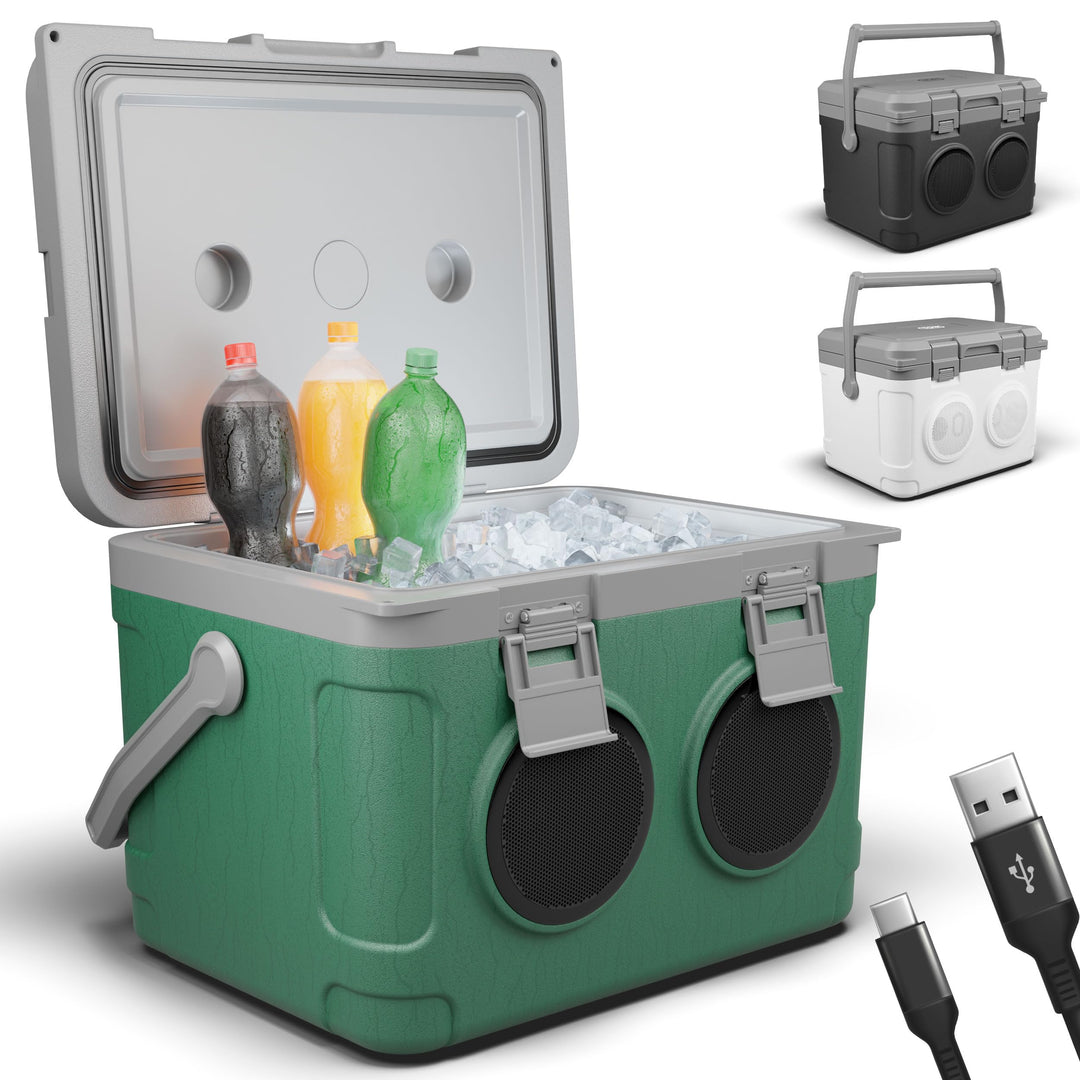 TOM 3in1 Musik Kühlbox 21l zum Kühlen, Warmhalten und Musik hören – mit Bluetooth Lautsprecher – Küh