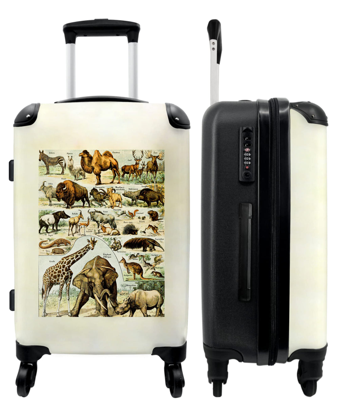 Koffer gross Trolley Rollkoffer Reisekoffer mit 4 Rollen Fotokoffer - Vintage - Wildtiere - Safari -