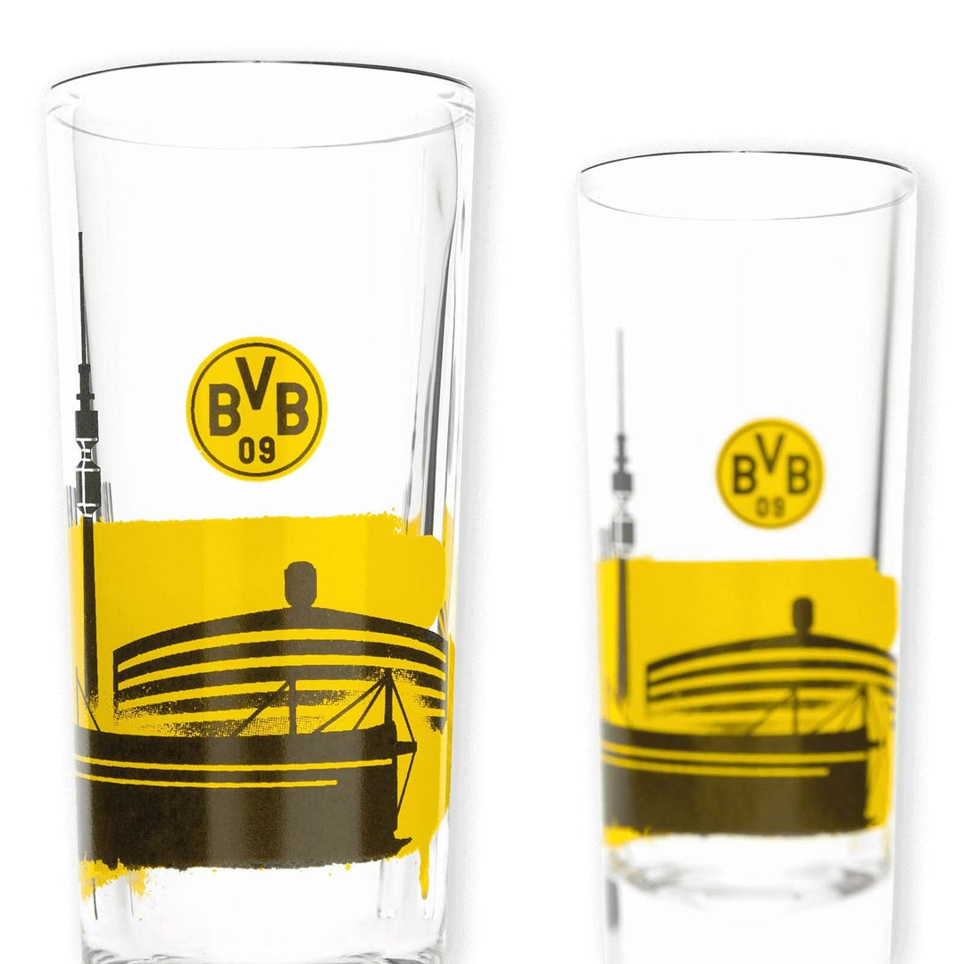 Dortmund Borussia Schnapsglas - Skyline - 2er-Set Glas BVB 09