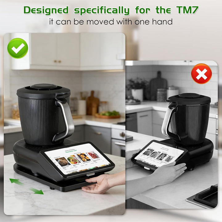 Gleitbrett für Thermomix TM7 Zubehör – Mit 360° Rollen & Gummifüssen, Leicht zu Bewegen & Stabil, Sc