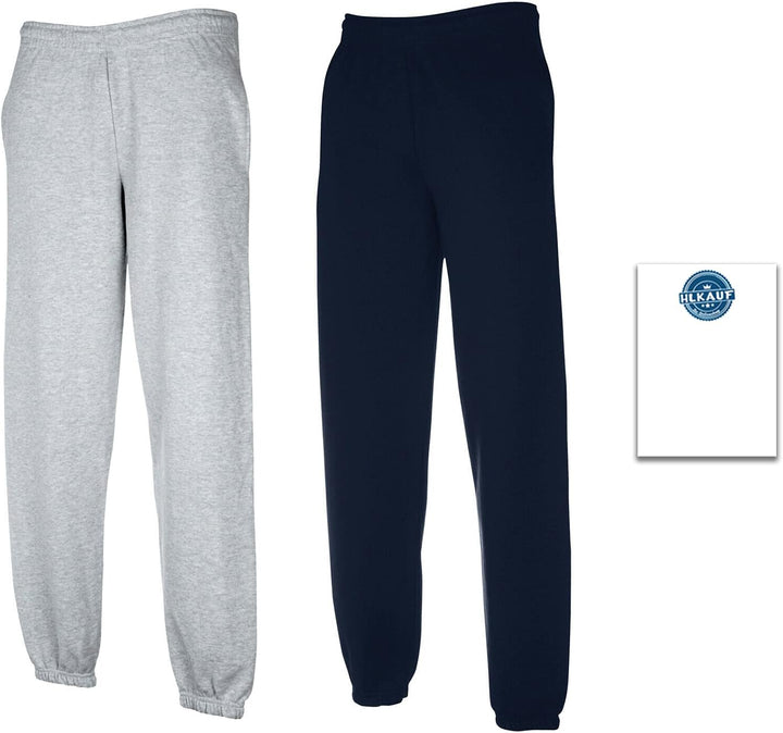 Fruit of The LoomHerren Hose M 1x Grau + 1x Deep Navy Elastisch + 1 Hl Kauf Notizblock, M 1x Grau +