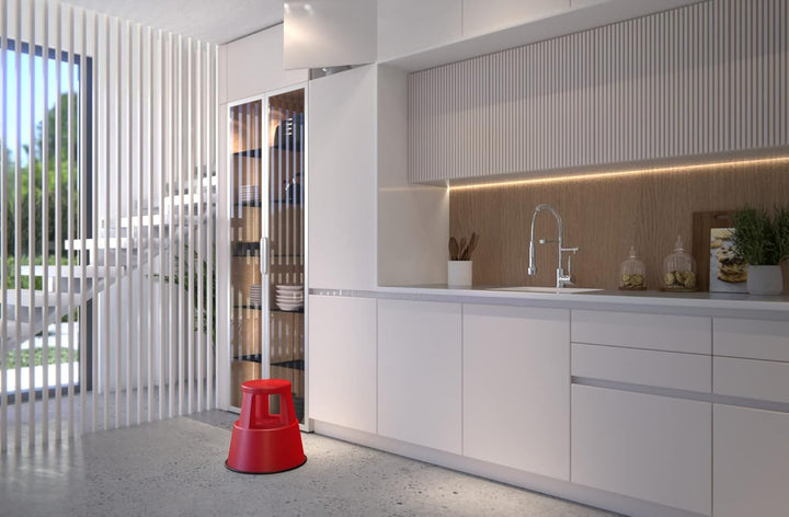 Wedo Rollhocker Step aus Kunststoff, bruchfest, rollbarer Tritthocker, TÜV-geprüft, Made in Germany,