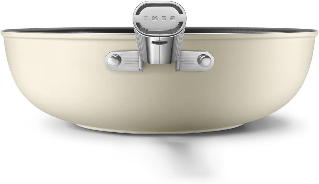 Smeg CKFW3001CRM Wok, 30 cm, cremefarben, Aluminium Creme Wokpfanne, Creme Wokpfanne