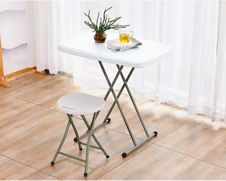 Klapptisch, Campingtisch, 76 cm, kompakter und klappbarer Tisch, verstellbar, weiss, Material: HDPE,