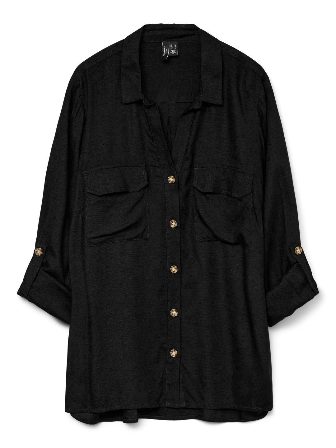 VERO MODA CURVE Damen Vmbumpy L/S Shirt New Curve Noos Bluse, Schwarz