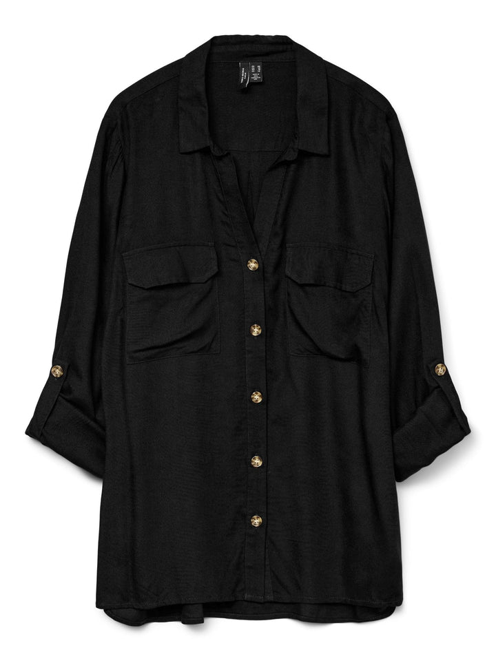 VERO MODA CURVE Damen Vmbumpy L/S Shirt New Curve Noos Bluse, Schwarz