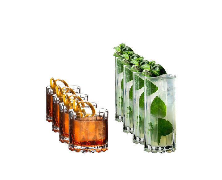 Riedel 5417/57 Getränkespezifische Rocks & Highball Glaswaren, Glas, durchsichtig 4 Felsen und 4 Hig