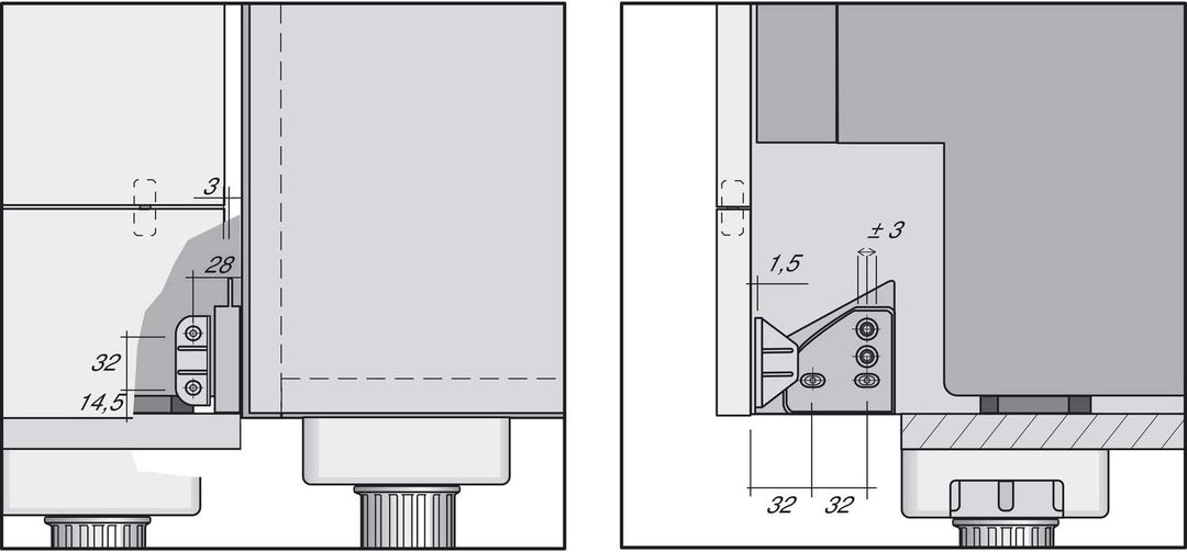 Blendenbeschlag f. Geschirrspüler mit Einbohrscharnier, Bohrer & Tiefenanschlag inkl. Scharnier, Boh
