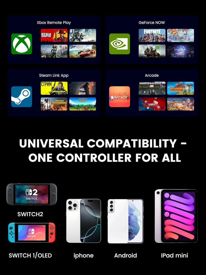 HASACOOL Handy Controller Bluetooth für iPhone/Android mit Hall-Effekt Joysticks/Hall Trigger, 1000m