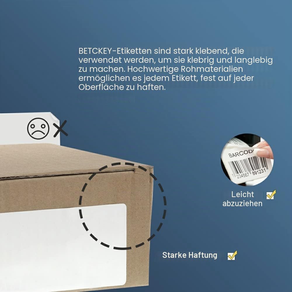 BETCKEY - Kompatible mit Brother DK-11208 Etikettenrollen, 38mm(B) x 90mm(L), grosse Adressetiketten