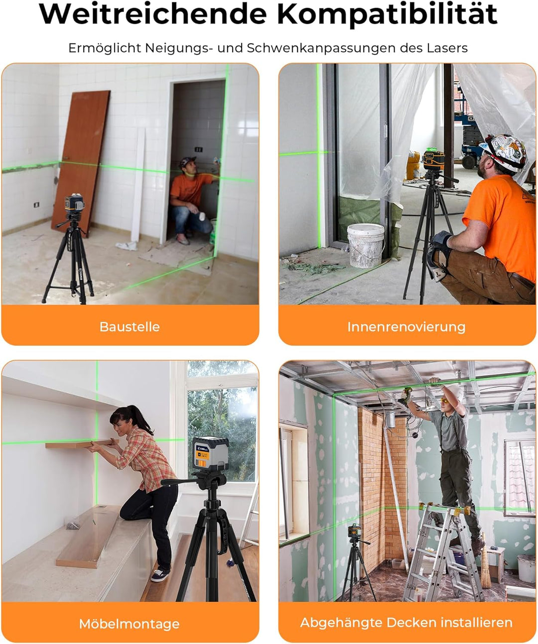 Stativ Laser, CIGMAN 1,5m-Aluminium-Verstellstativ Baustativ für Laser und Kameras mit 3-Wege-Schwen